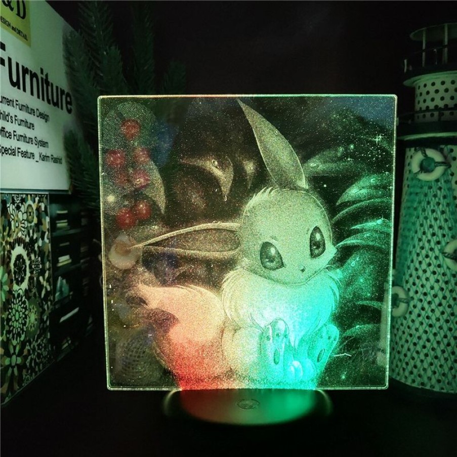 Pokemon Merch PKM  | 3D Led Hologramm Nachtlampe Pokemon Evoli Eevee