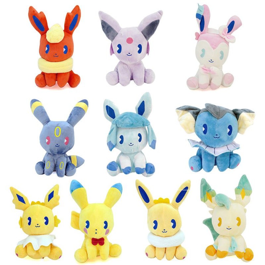 Pokemon Kuscheltiere PKM  | 10Er Set Evoli Entwicklungen Kuscheltiere (Ca. 17Cm)